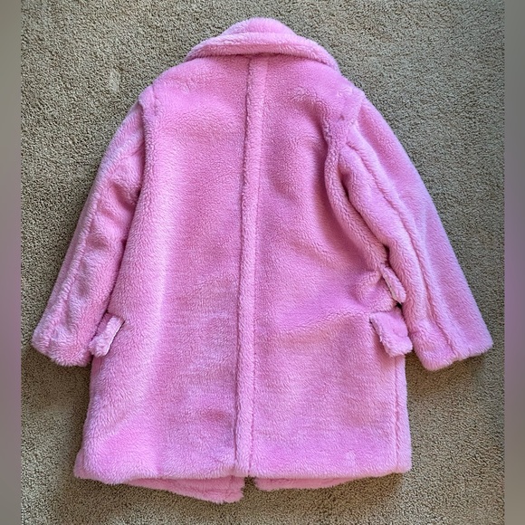 Shady Lady Light Pink Teddy Midi Coat - Picture 4 of 11